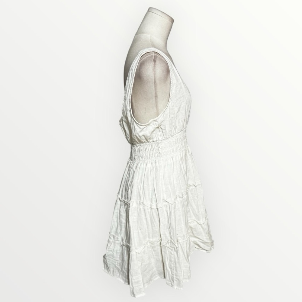 URBAN OUTFITTERS Cream White Sleeveless Mini Dress Boho Bohemian L Vacation - Picture 2 of 6